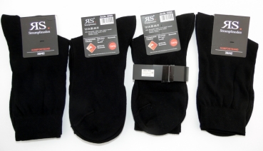 100% Baumwollsocken in schwarz RS Gr. 39/41 & 42/44 im 4er Pack gekettelt