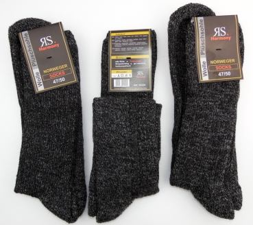 dicke Army Wollsocken mit extra dickem Fußbett RS im 3er Pack "dunkel" Gr. 39/42 bis 47/50 mit Gummi