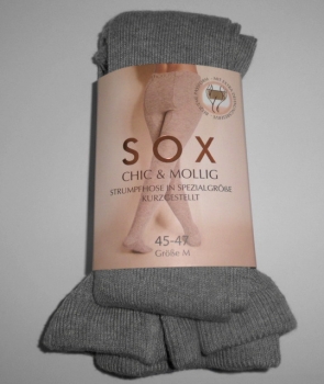 VERKÜRZTE Beinlänge "SOX" einfarbig, warm, weich & gerippte Strickstrumpfhose Gr. S bis XXL NEU