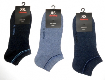 Herrensneakersocken Riese Strümpfe "blautöne & beigetöne" Gr. 39/42 & 43/46 im 3er Pack gekettelte Spitze