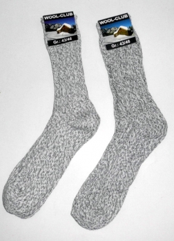 Grobstrick Norwegersocken mit 32% Wolle & 20% Baumwolle in weiß/hellgrau mel. Gr. 39/42 bis 47/50 im 2er Pack