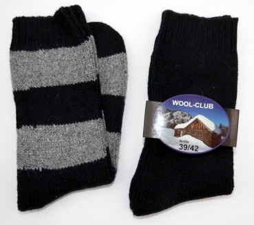 Norweger Grobstrick Socken mit 30% Wolle "WOOL-CLUB" Gr. 39/42 & 43/46 im 2er Pack