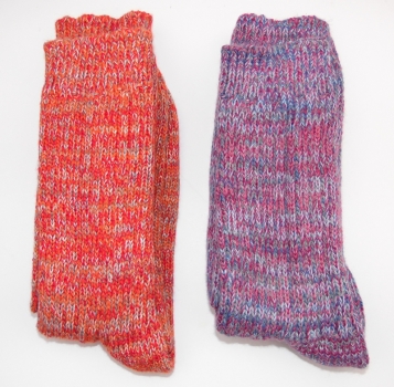 Grobstrick Norwegersocken mit Wolle & Baumwolle "Multicolor" wie selbst gestrickt im 2er Pack Gr. 41/45