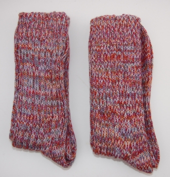 Grobstrick Norwegersocken mit Wolle & Baumwolle "Multicolor" wie selbst gestrickt im 2er Pack Gr. 41/45