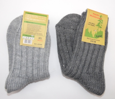 26% Wolle & 14% Alpakawolle Grobstrick Norwegersocke in Rippstruktur RS "wärmend & weich" Gr. 35/38 bis 43/46 im 2er Pack