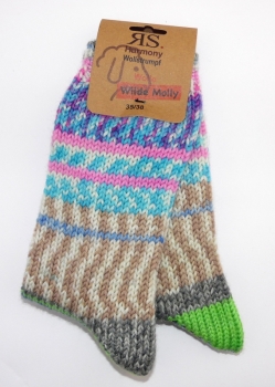 .Wollsocke 75% "Wilde Molly" jedes Socke ein Unikat Gr. 35/38 bis 43/46