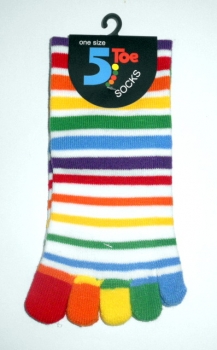 Zehensocken "weiß bunt geringelt" 5Toe Socks one sice