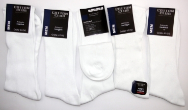 gerippte Socken ohne Gummi im 5er Pack weiß oder schwarz  Gr. 46/48 gekettelt