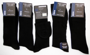 gerippte Socken ohne Gummi im 5er Pack weiß oder schwarz  Gr. 46/48 gekettelt