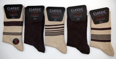 Herrensocken mit Elasthan ohne Gummidruck "Ringel" Gr. 39/42 & 43/46 im 5er Pack nicht gekettelt