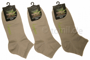 Kurzschaftsocken Bambus ca. 8cm hoch uni RS im 3er Pack Gr. 35/38 bis 43/46 nahtlos