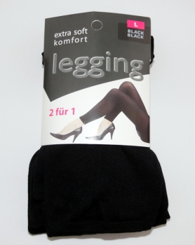 70 den blickdichte & feine Damenlegging in schwarz Gr. S, M & L im 2er Pack