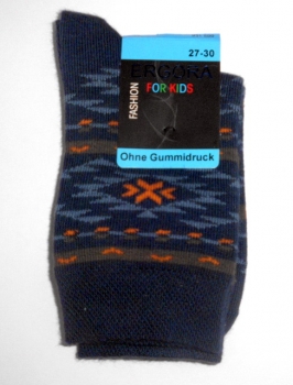 gemusterte Kindersocken von Ergora "Schneeflocke" Gr. 19/22 bis 27/30 in 3 Farben & gekettelt