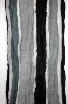 feiner und weicher Damenschal "farbige Rechtecke" mit Fransen "natur Pur" in schwarz/grau 180 x 40 cm
