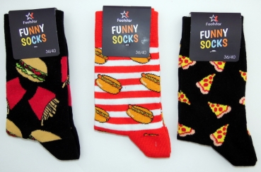 Motivsocken "Essen" Funny Socks aus weicher Baumwolle Gr. 41/45