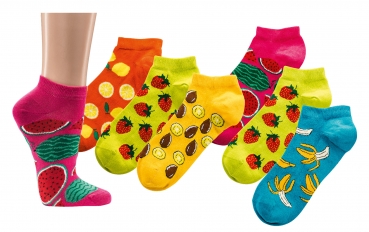 Früchte Sneakersocken aus weicher Baumwolle "Socks4fun" Gr. 35/38 & 39/42 im 3er Pack nahtlos