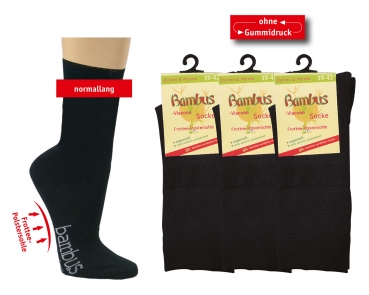 Bambussocken mit dickem Fußbett & Softrand Socks for fun Gr. 35/38 bis 43/43 3er Pack schwarz