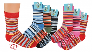 Feinringelsocken mit ABS Noppen & Innenfrottee Gr. 17/18 & 19/22 im 3er Pack