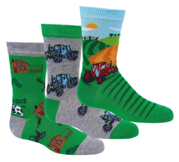 Kindersocken "Traktor" Gr. 23/26 bis 35/38 im 3er Pack & ohne Naht