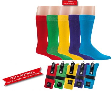 farbige Socken in Trendfarben im 2er Pack mit Komfortbund Größe 35/38 bis 47/50