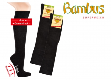 Bambus Kniestrümpfe mit extra dickem Fußbett schwarz 2er Pack Socks4fun nahtlos Gr. 35/38 bis 43/46