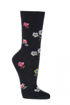 Damensocken mit Softrand Flamingo oder Blumen Gr. 35/38 & 39/42 im 3er Pack gekettelte Spitze