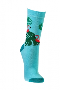 Damensocken mit Softrand Flamingo oder Blumen Gr. 35/38 & 39/42 im 3er Pack gekettelte Spitze