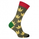 C. Lifestyle Socks "Canabis in oliv"  Größe 35/35 mit nahtloser Spitze