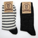 55% Wolle & 35% Alpaka dünne Wollsocken im 2er Pack "Ringel & Uni" wärmend & dünn Gr. 35/38 bis 43/46